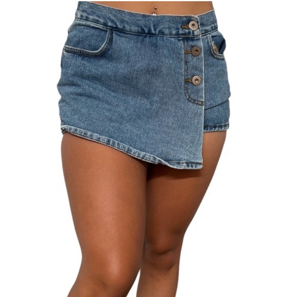 Bullhead Denim Mini Skirt Skort - 7